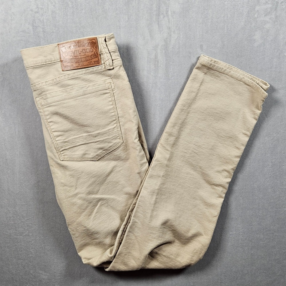 Devil Dog Jeans Men's 32x32 Rugged Tan Slim Fit Comfort Stretch Tapered Denim‎